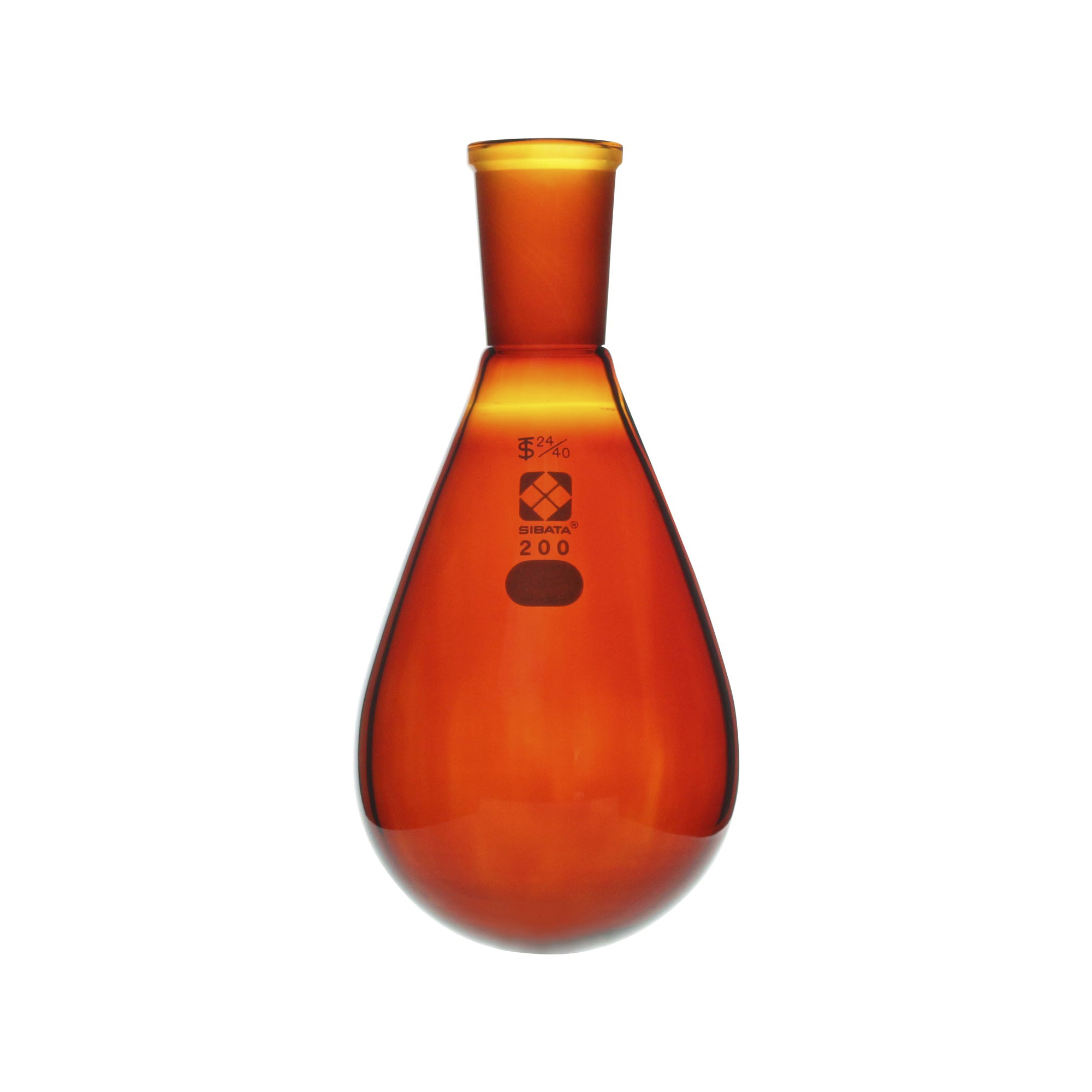 共通摺合なす形フラスコ 茶褐色 24/40 200mL