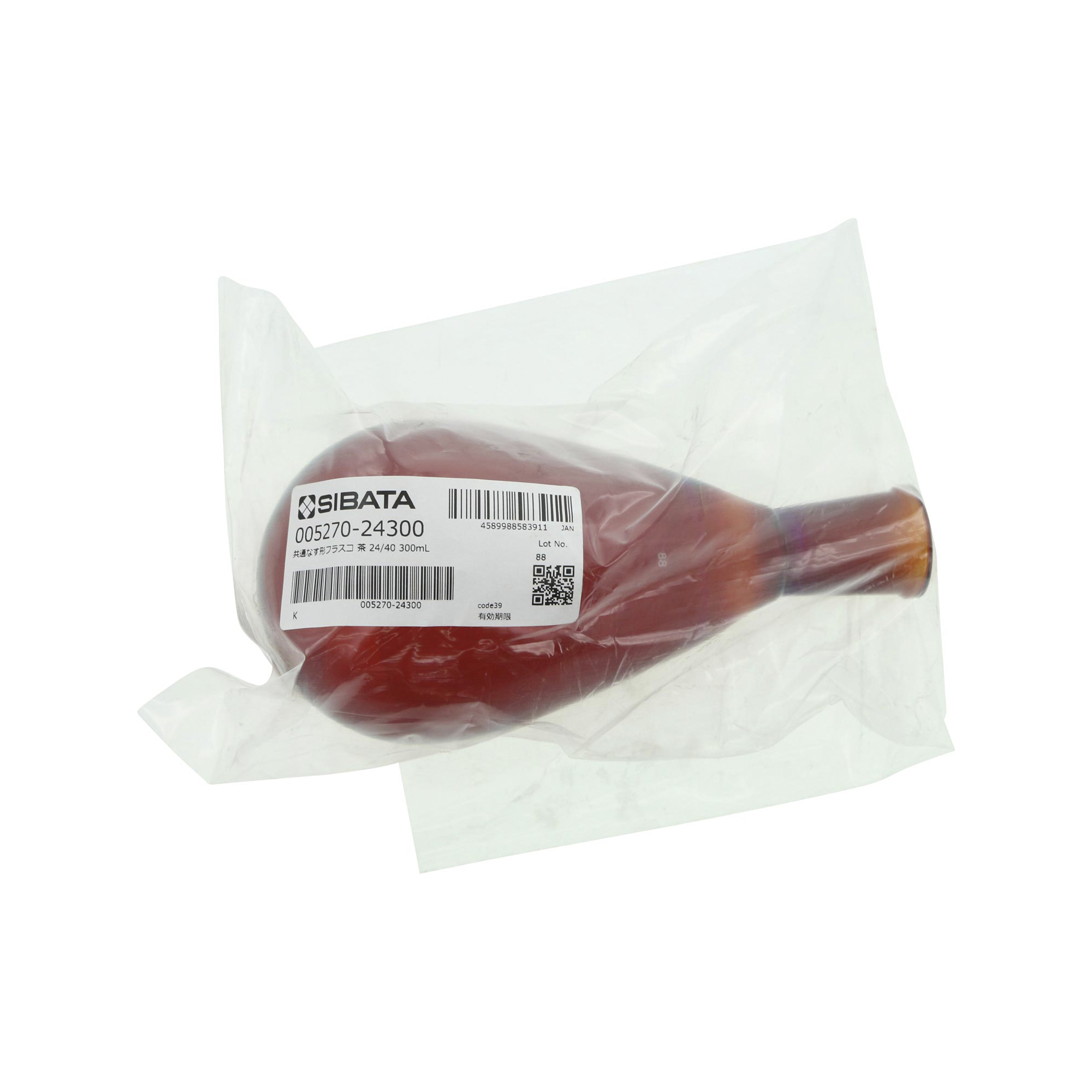 共通摺合なす形フラスコ 茶褐色 24/40 300mL