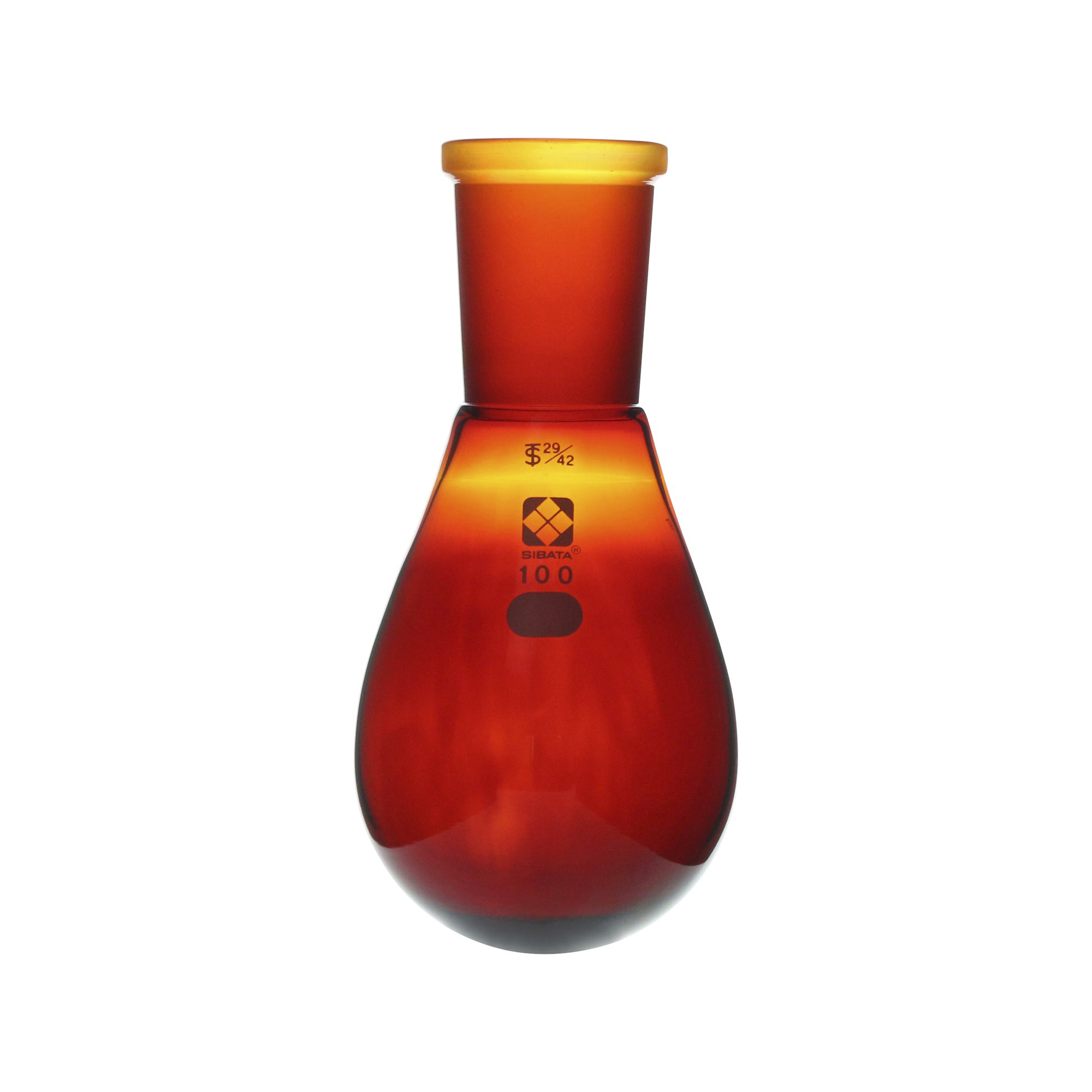 共通摺合なす形フラスコ 茶褐色 29/42 100mL