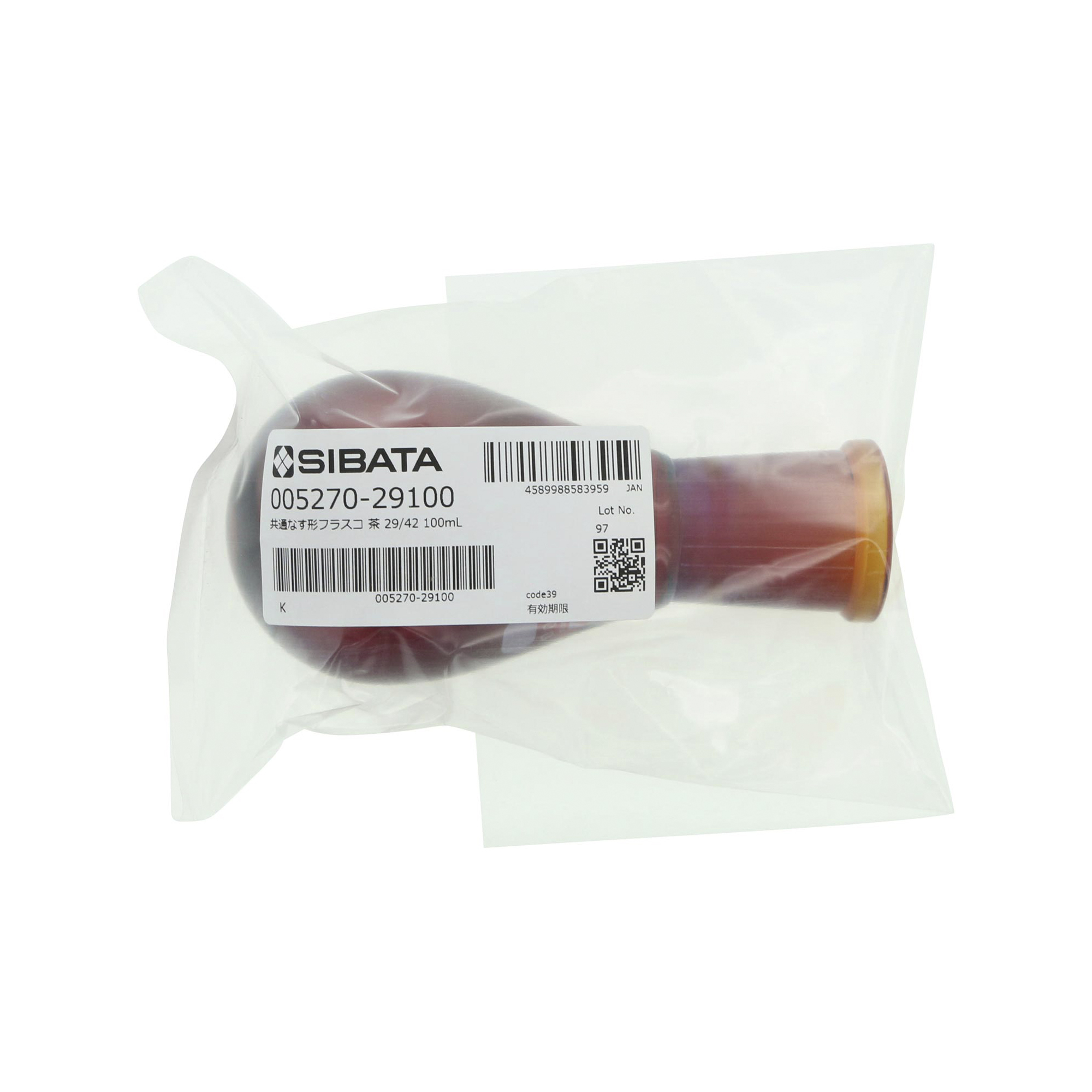 共通摺合なす形フラスコ 茶褐色 29/42 100mL