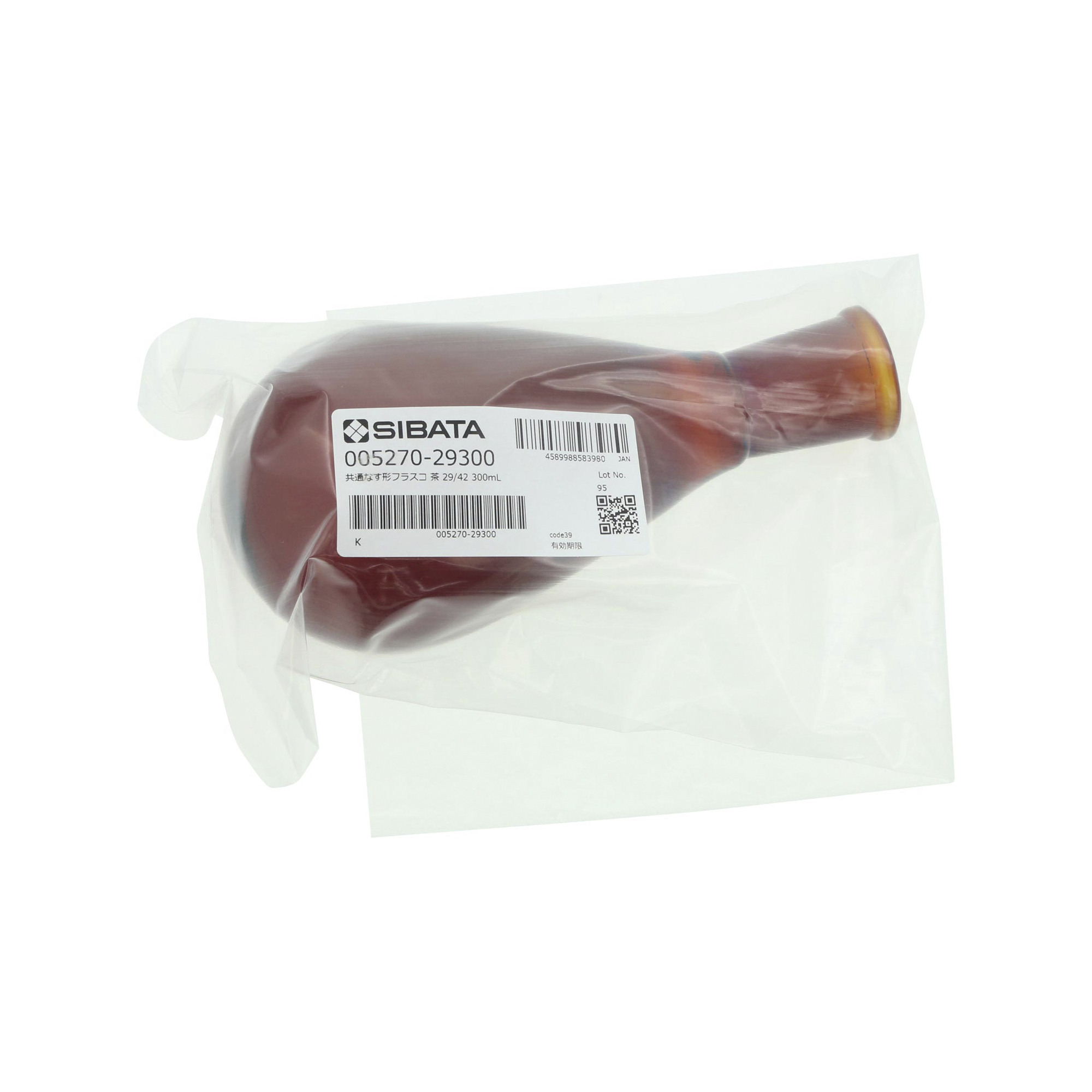 共通摺合なす形フラスコ 茶褐色 29/42 300mL