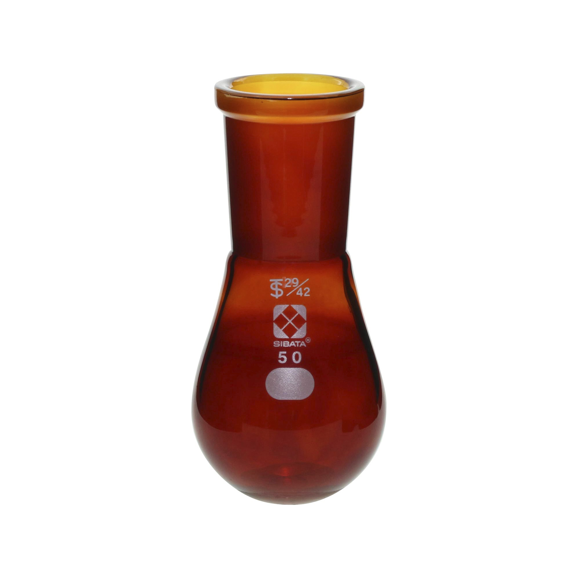 共通摺合なす形フラスコ 茶褐色 29/42 50mL