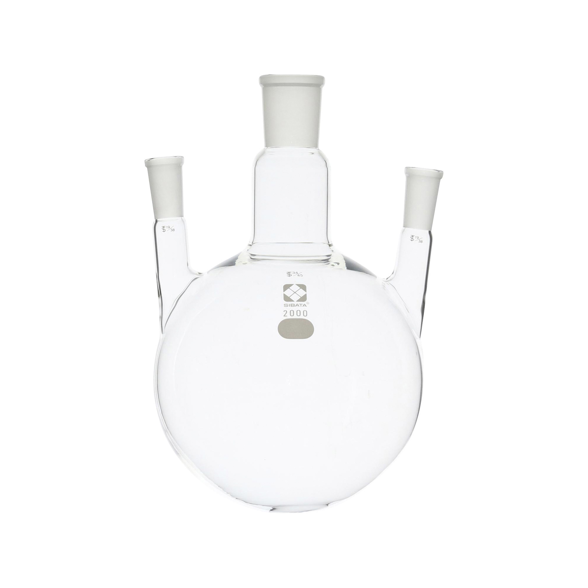 共通摺合三口丸底フラスコ 34/45-19/38 2000mL