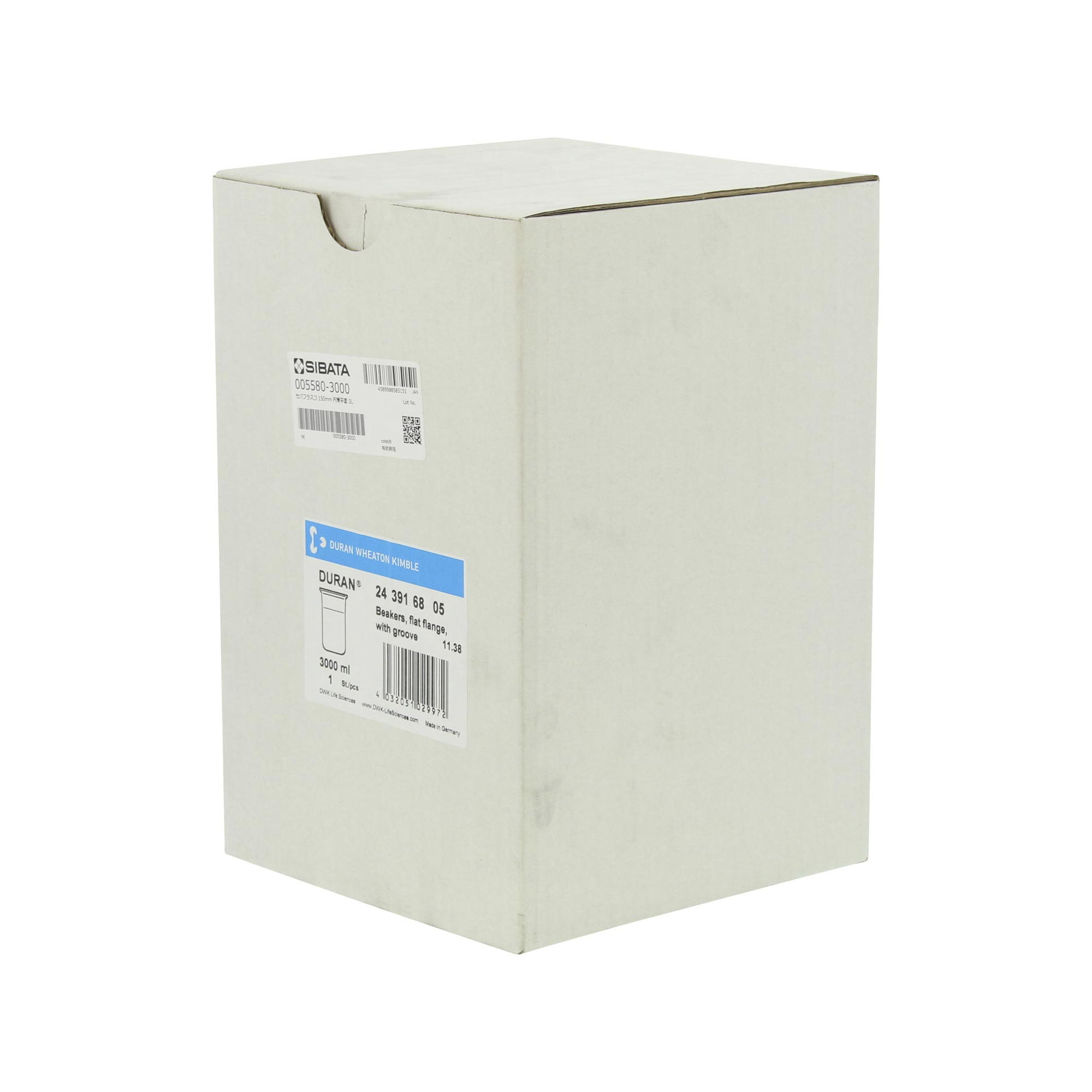 セパラブルフラスコ 円筒形 バンド式 DURANタイプ 150mm 3000mL