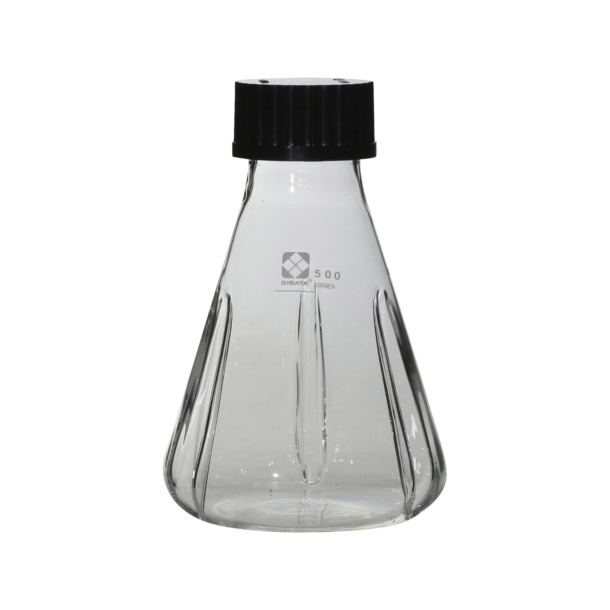 バッフル三角フラスコ ねじ口キャップ付 500mL 4入