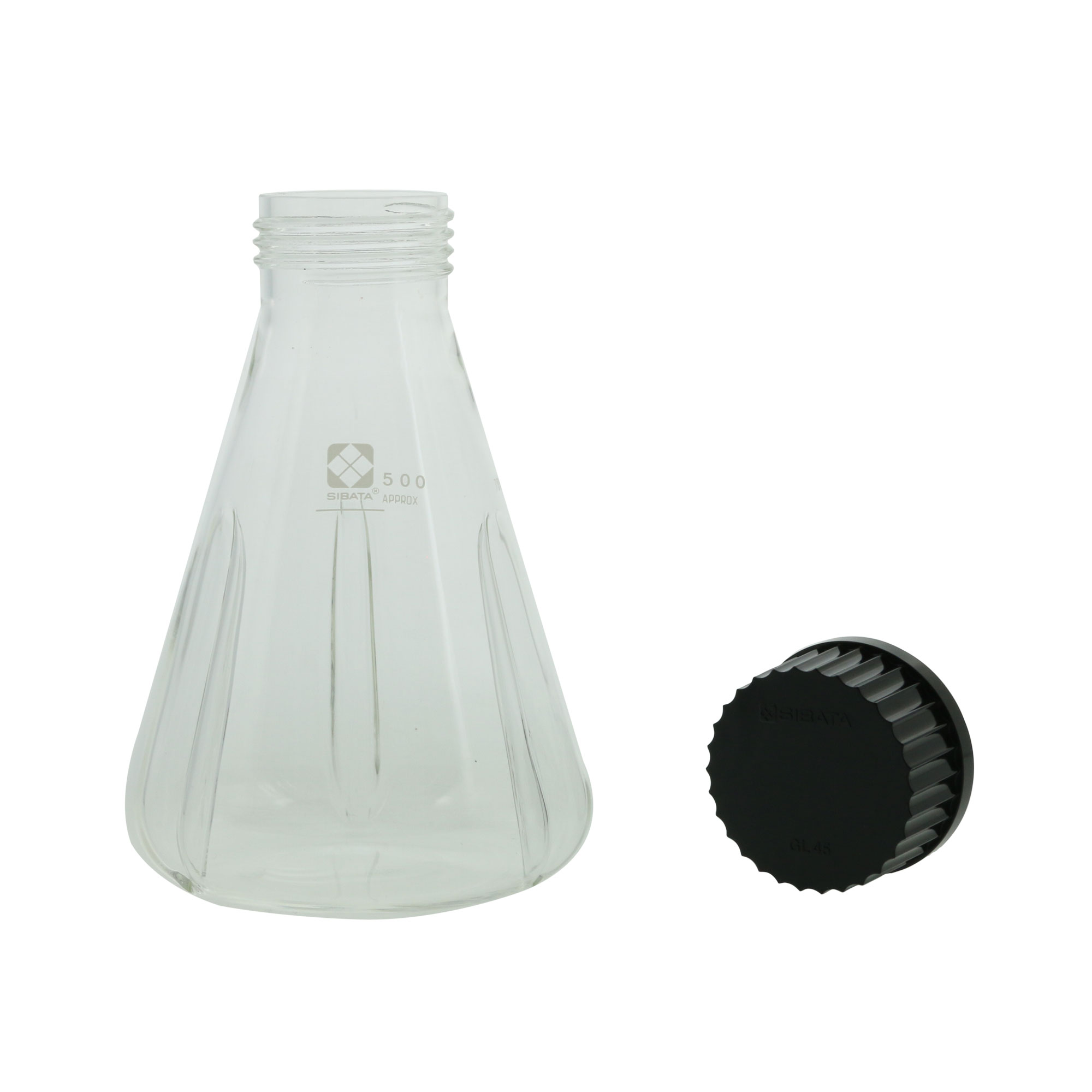バッフル三角フラスコ ねじ口キャップ付 500mL 4入