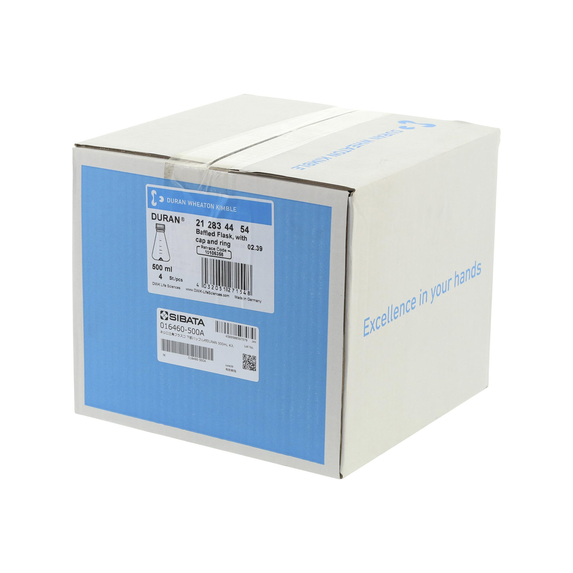 バッフル三角フラスコ メンブレンキャップ付 500mL 4入