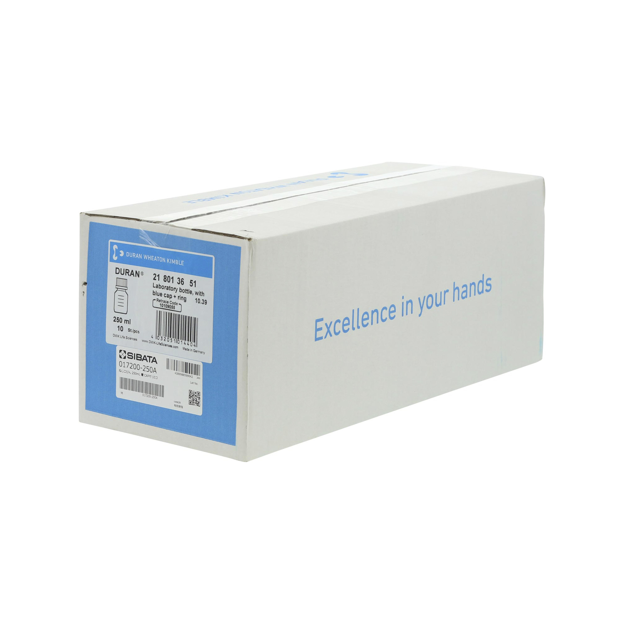 耐熱ねじ口びん 青キャップ付 250mL 10入