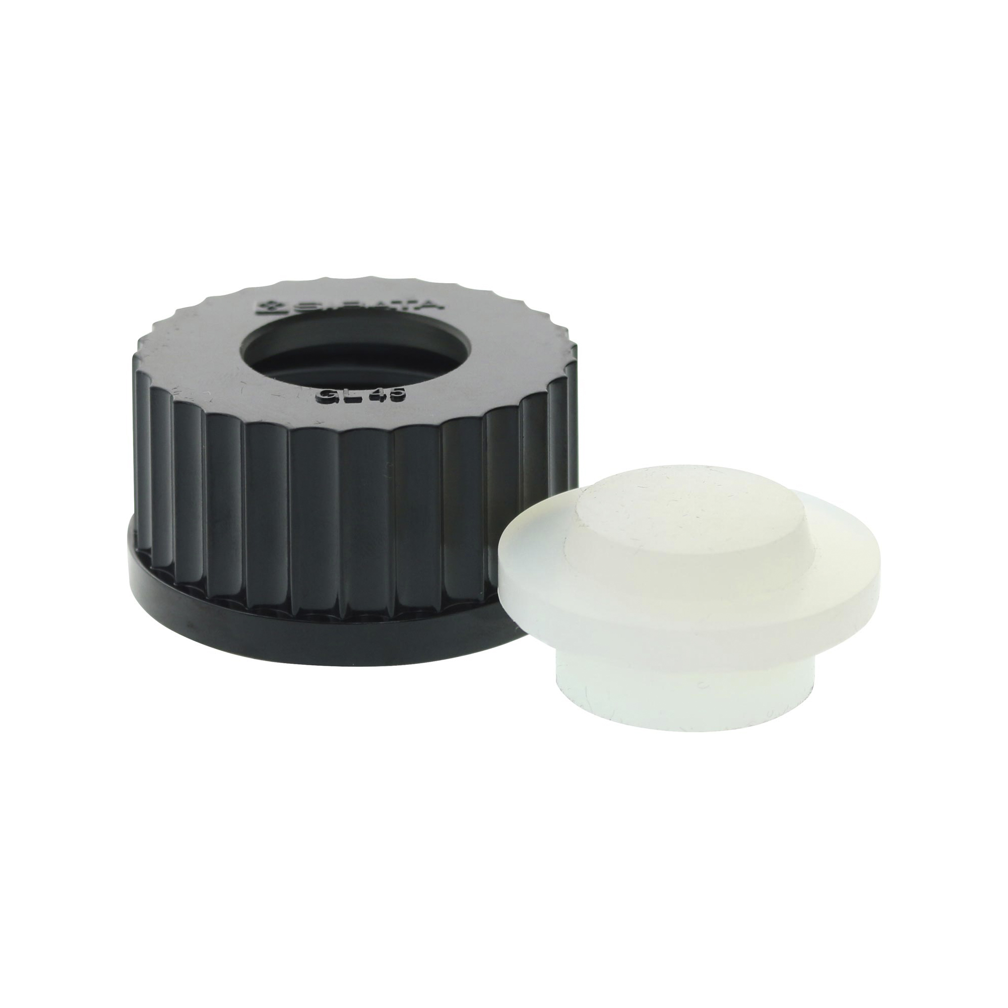 黒キャップ 穴あき ねじ口びん用 GL-45 5入