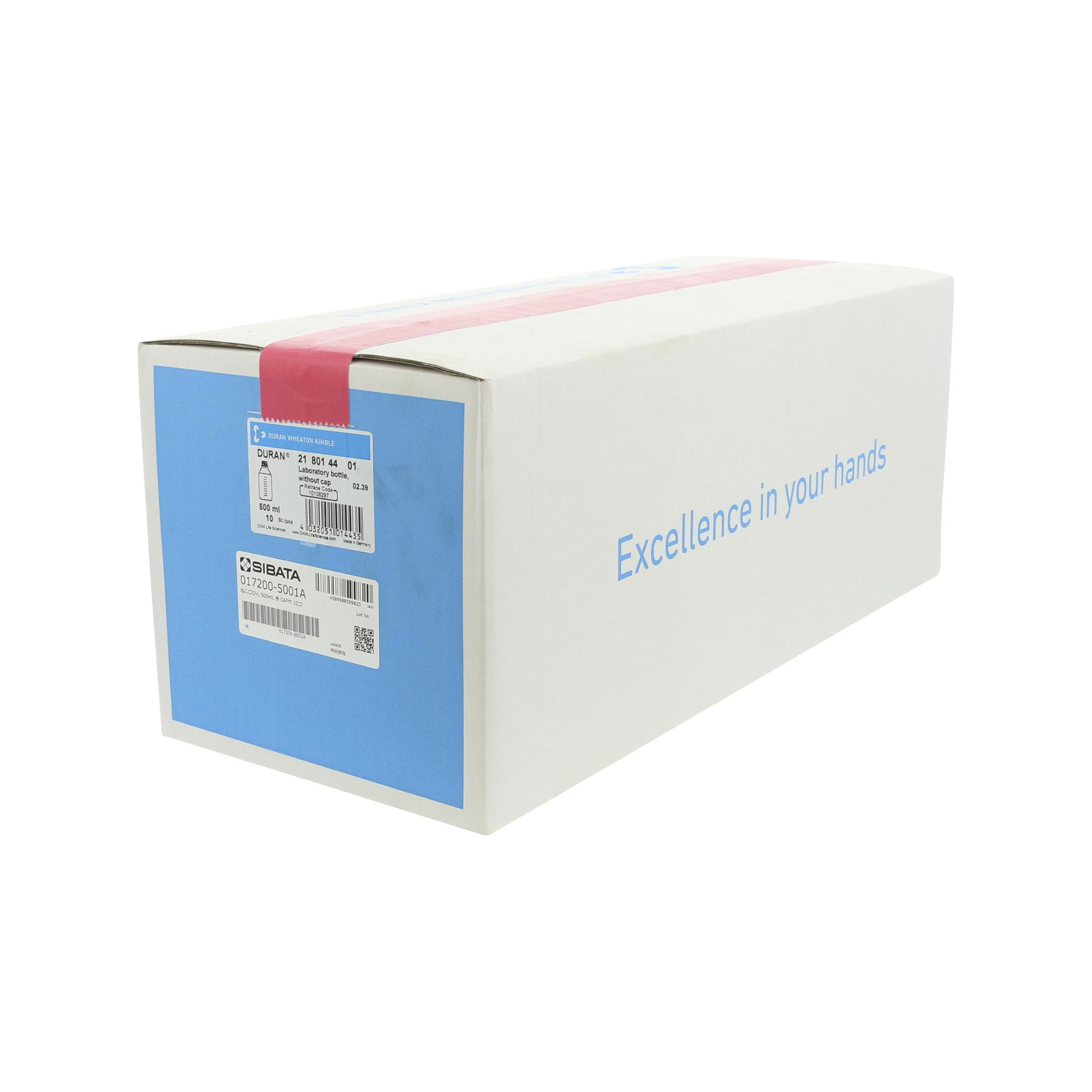 耐熱ねじ口びん 赤キャップ付 500mL 10入