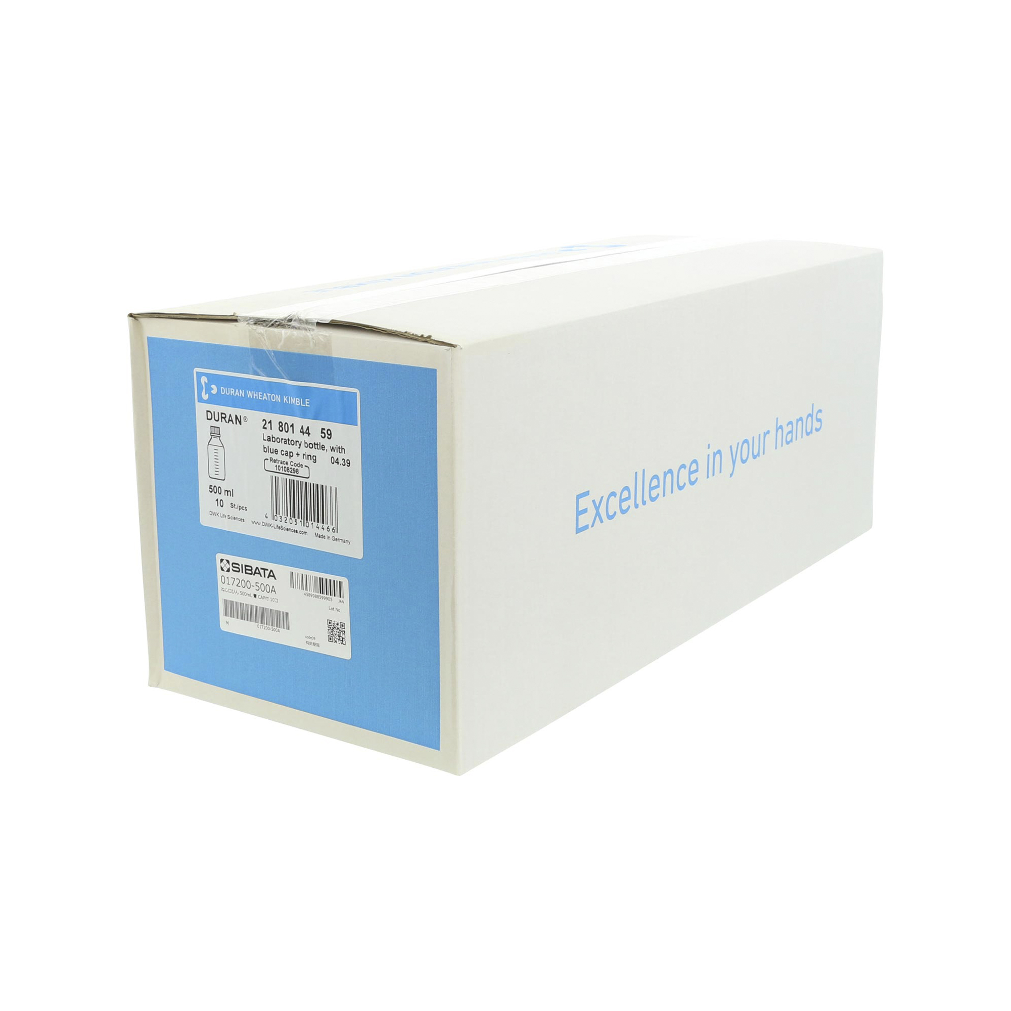 耐熱ねじ口びん 青キャップ付 500mL 10入