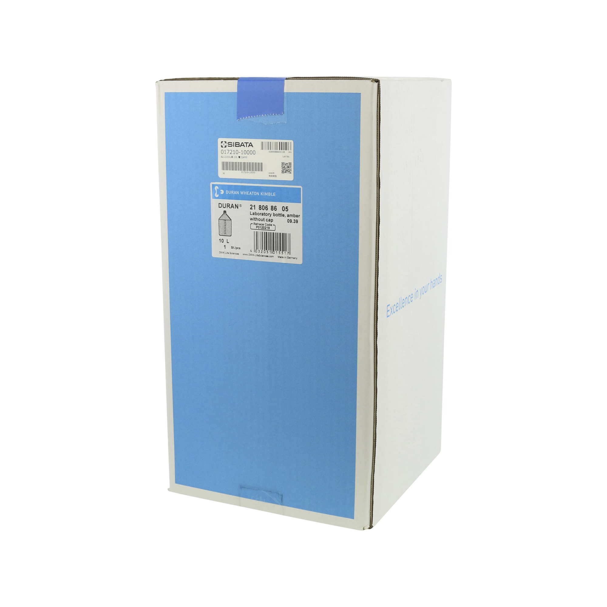 耐熱ねじ口びん 茶褐色 青キャップ付 10000mL