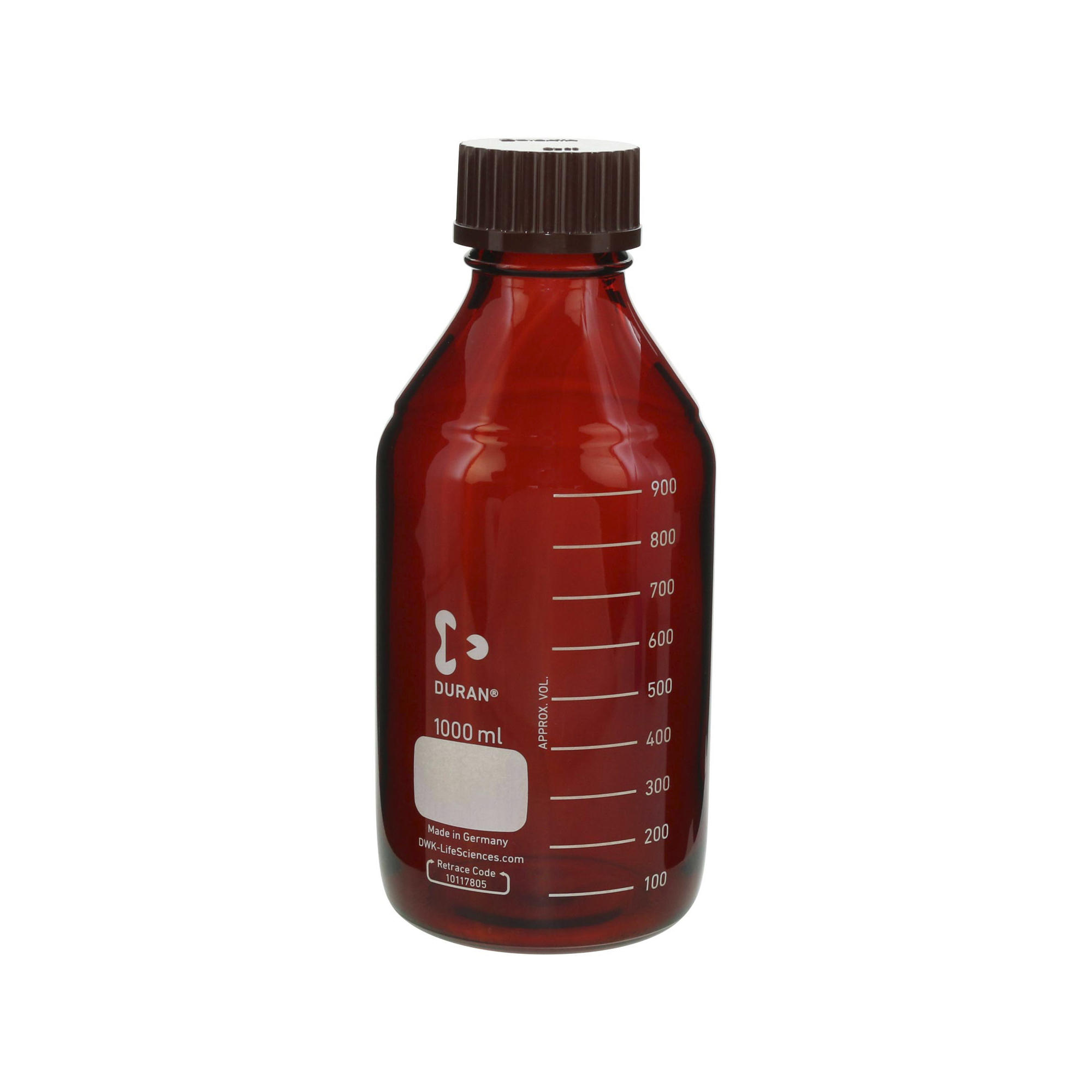 耐熱ねじ口びん 茶褐色 赤キャップ付 1000mL 10入