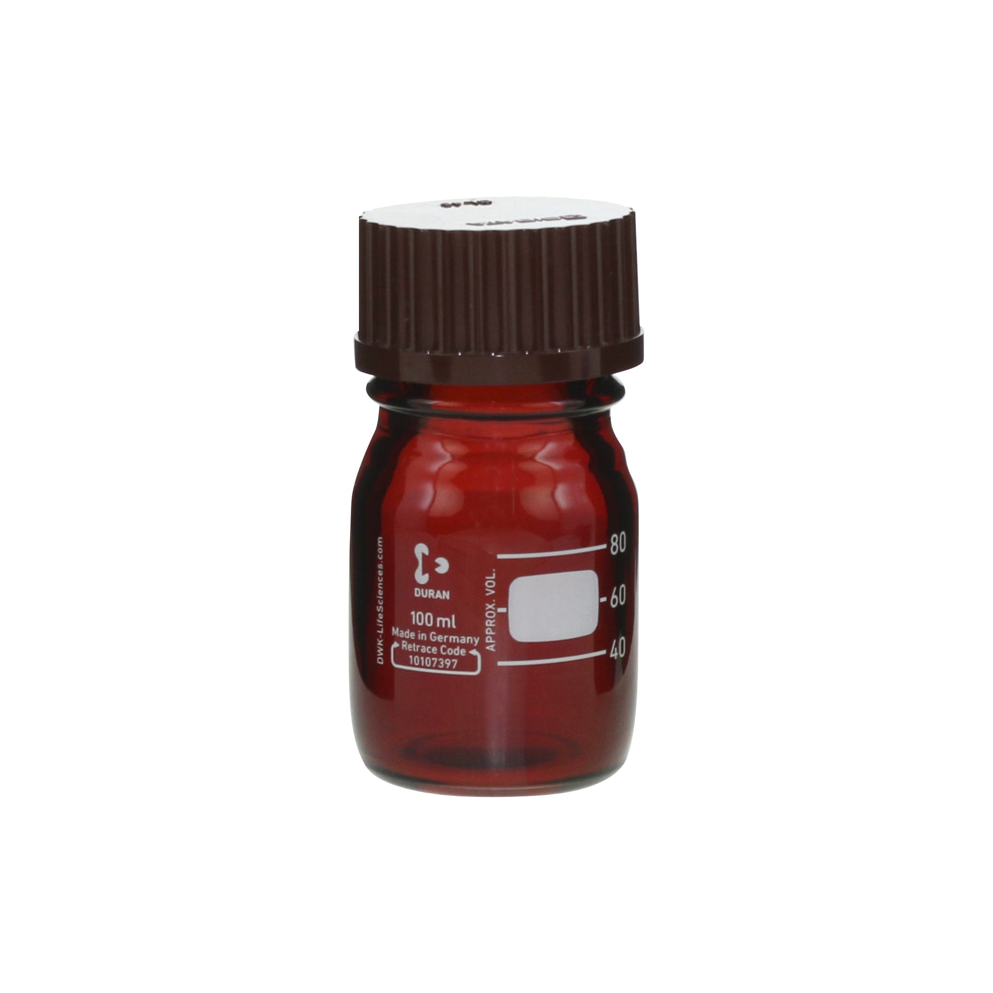 耐熱ねじ口びん 茶褐色 赤キャップ付 100mL 10入