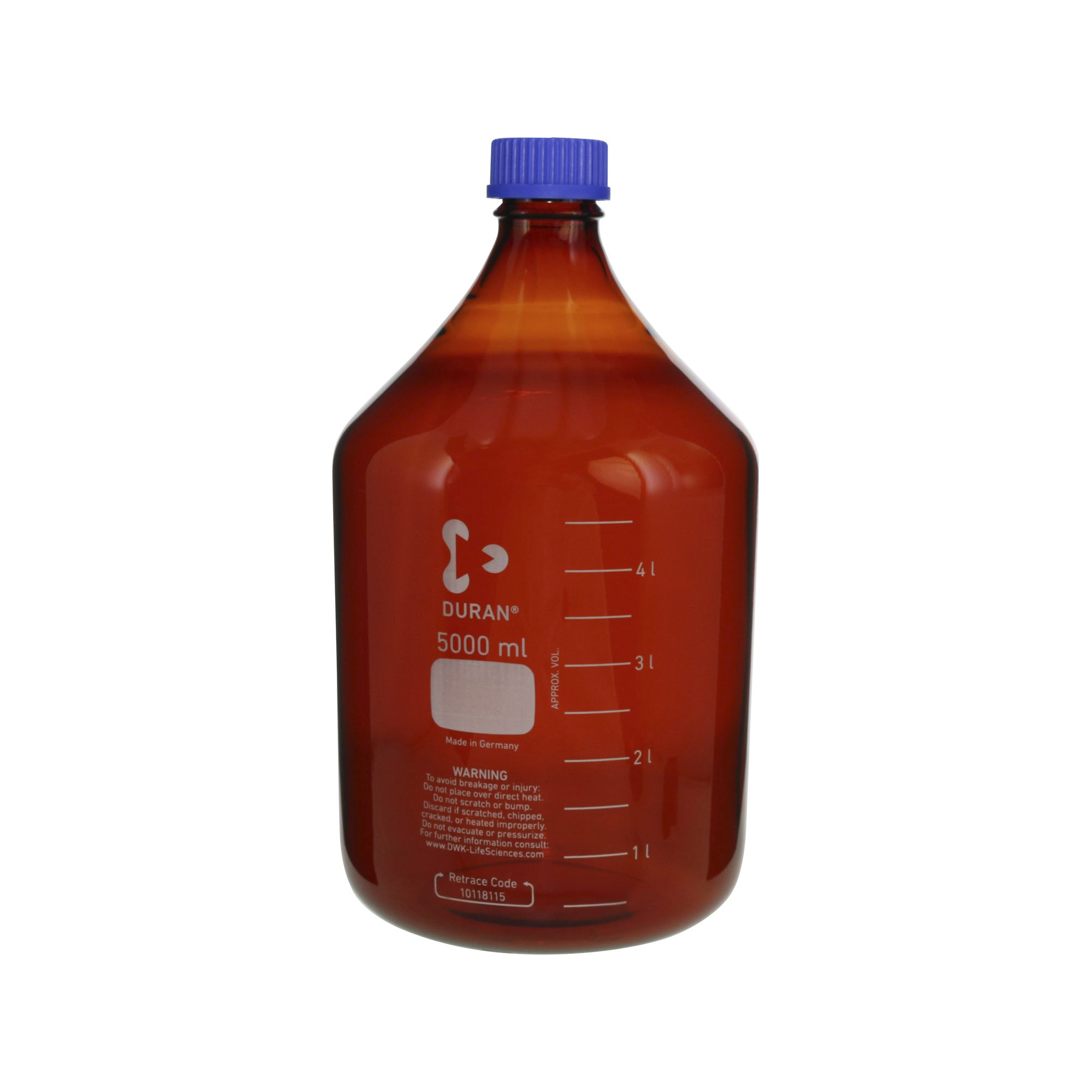 耐熱ねじ口びん 茶褐色 青キャップ付 5000mL