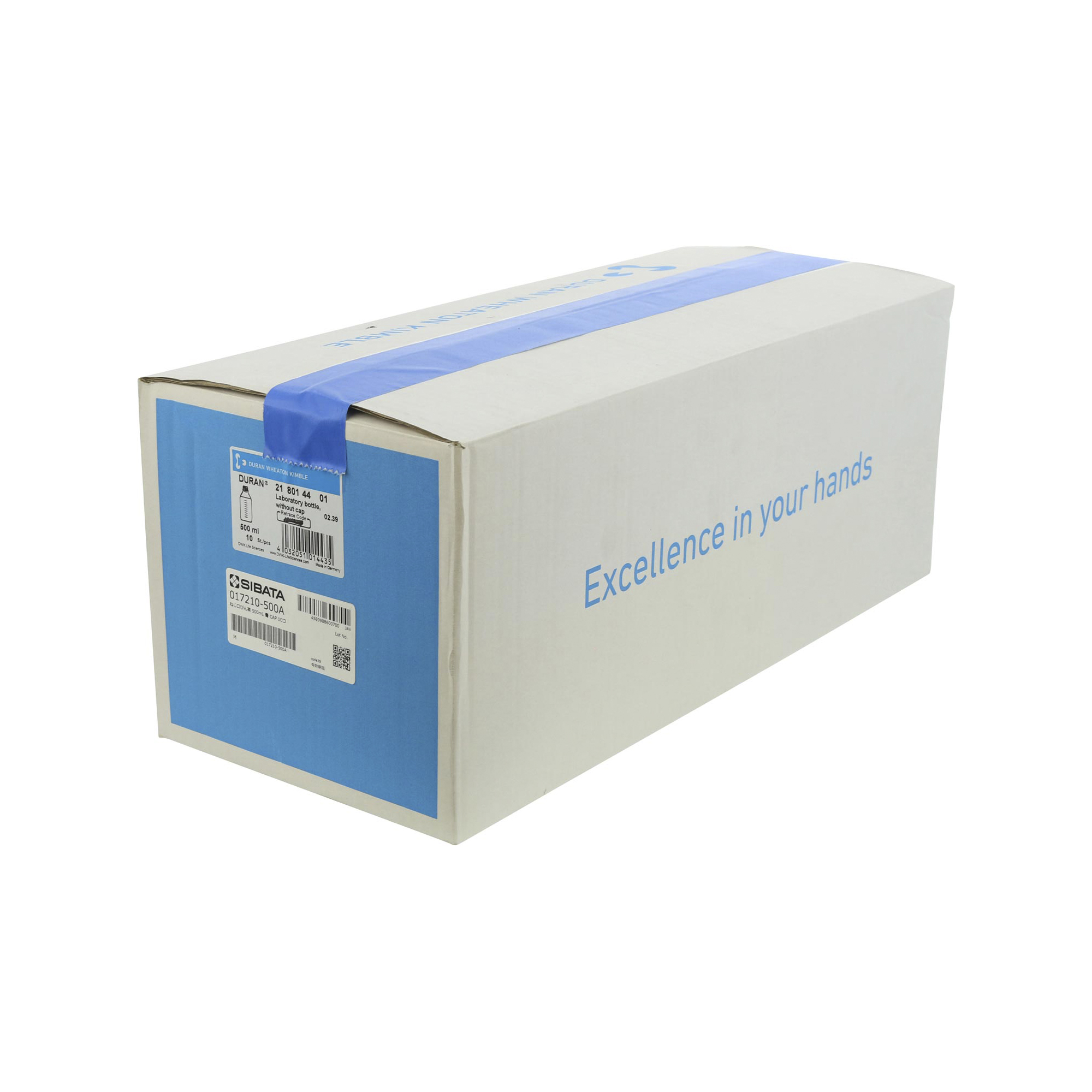 耐熱ねじ口びん 茶褐色 青キャップ付 500mL 10入