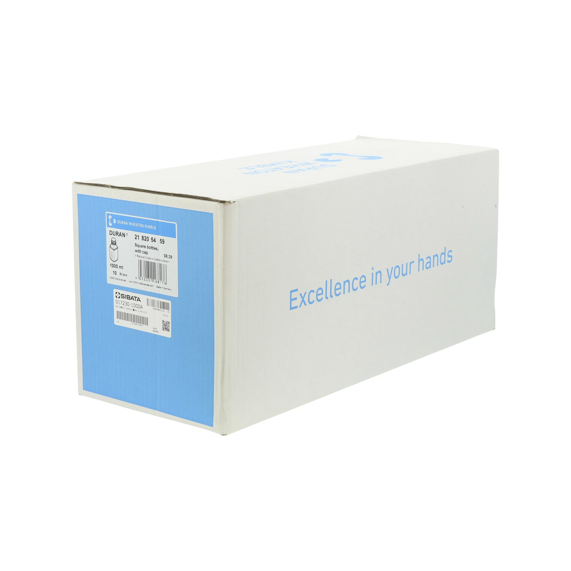 耐熱ねじ口角びん 青キャップ付 1000mL 10入