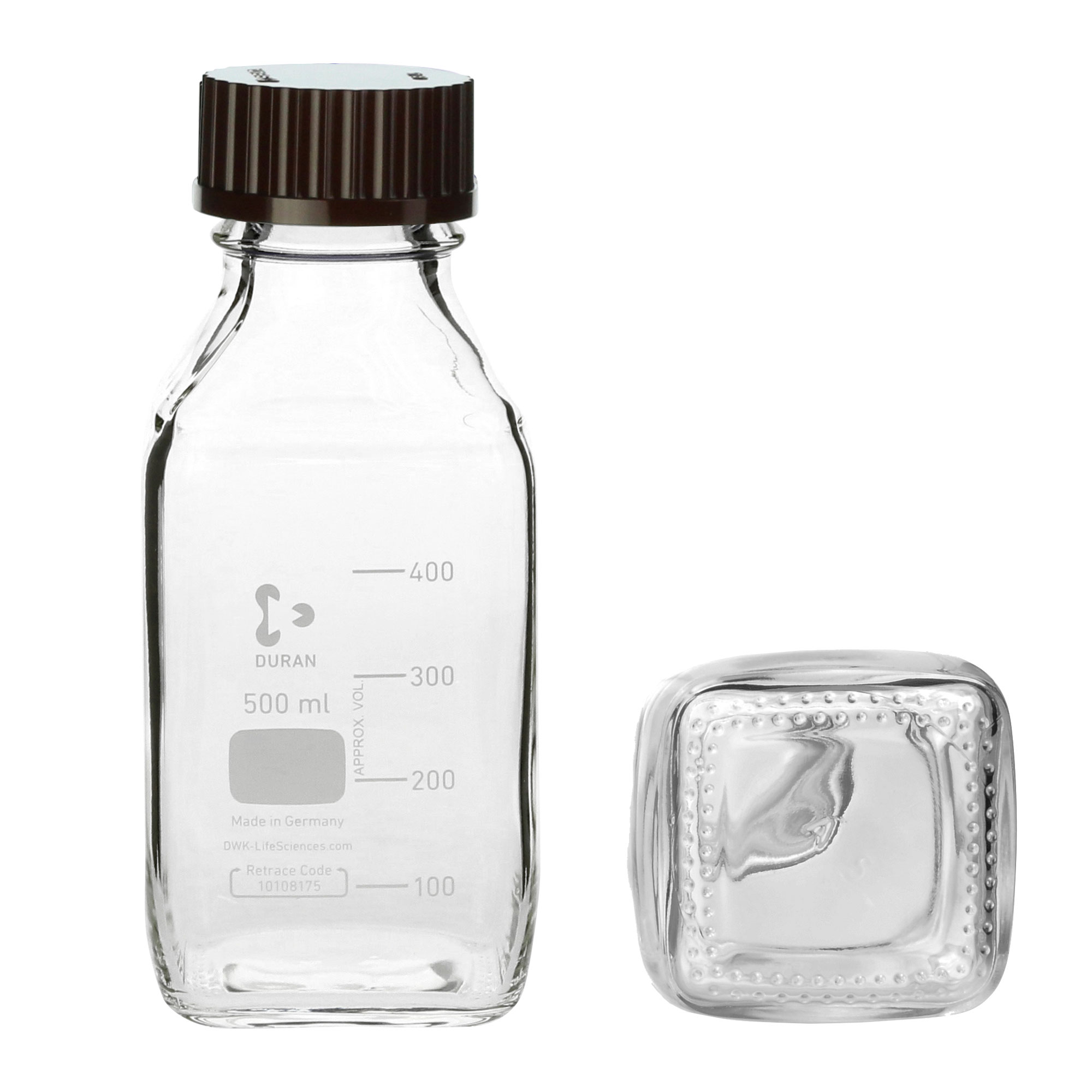 耐熱ねじ口角びん 赤キャップ付 500mL 10入