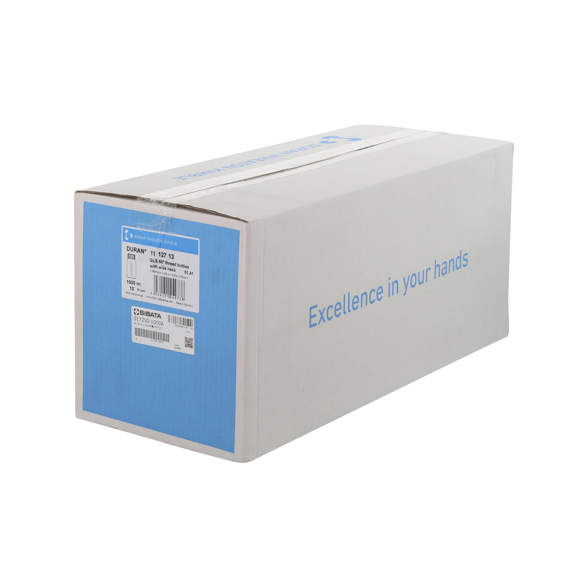 耐熱ねじ口びん 広口 青キャップ付 1000mL 10入