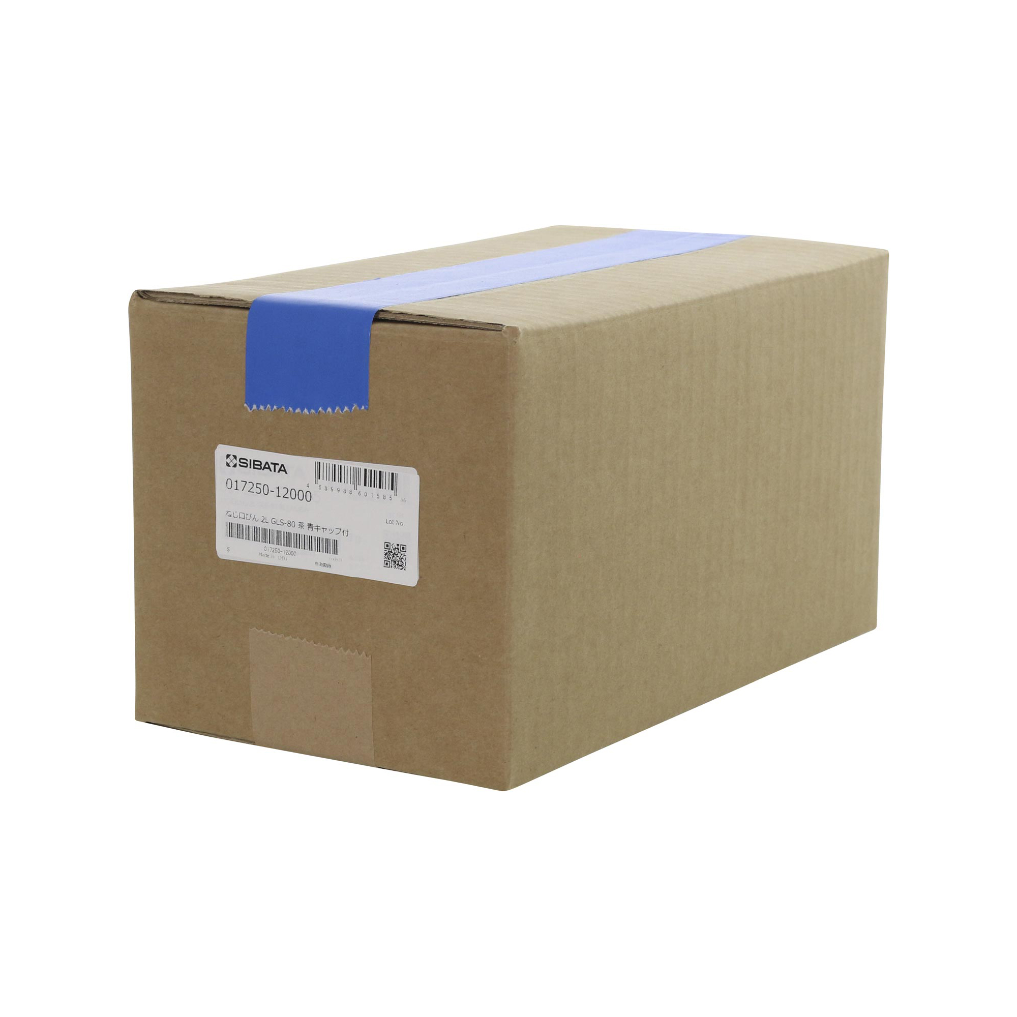 耐熱ねじ口びん 広口 茶褐色 青キャップ付 2000mL