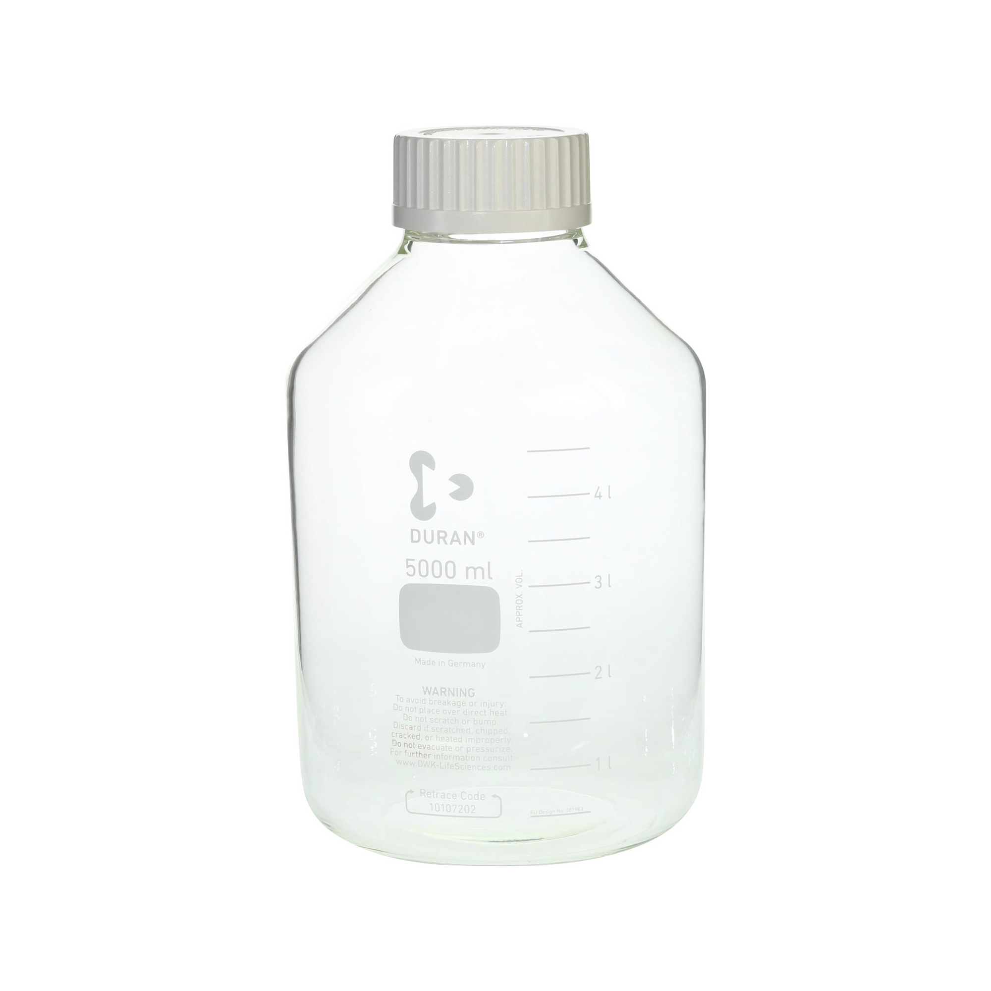 耐熱ねじ口びん 広口 白キャップ付 5000mL