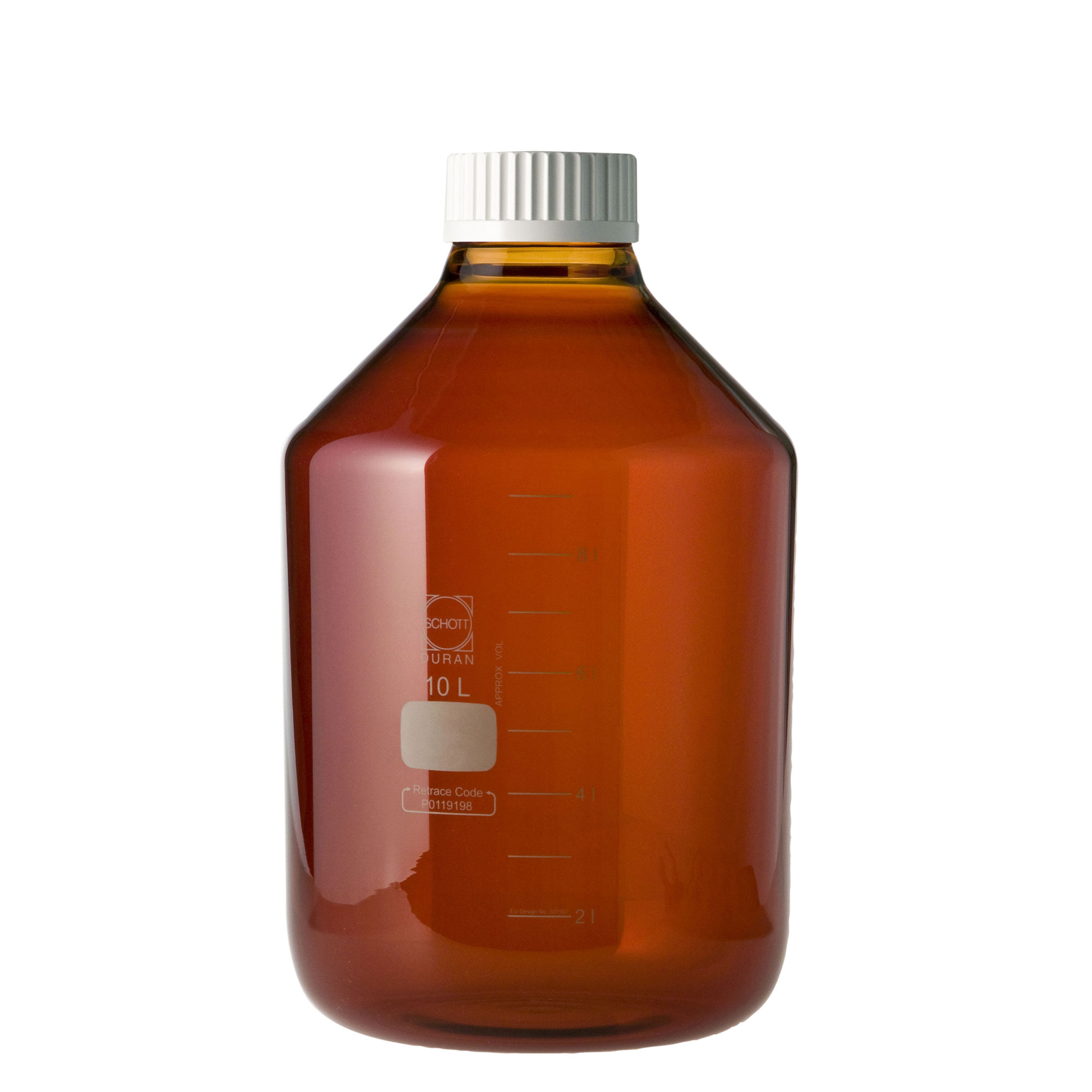 耐熱ねじ口びん 広口 茶褐色 白キャップ付 10000mL