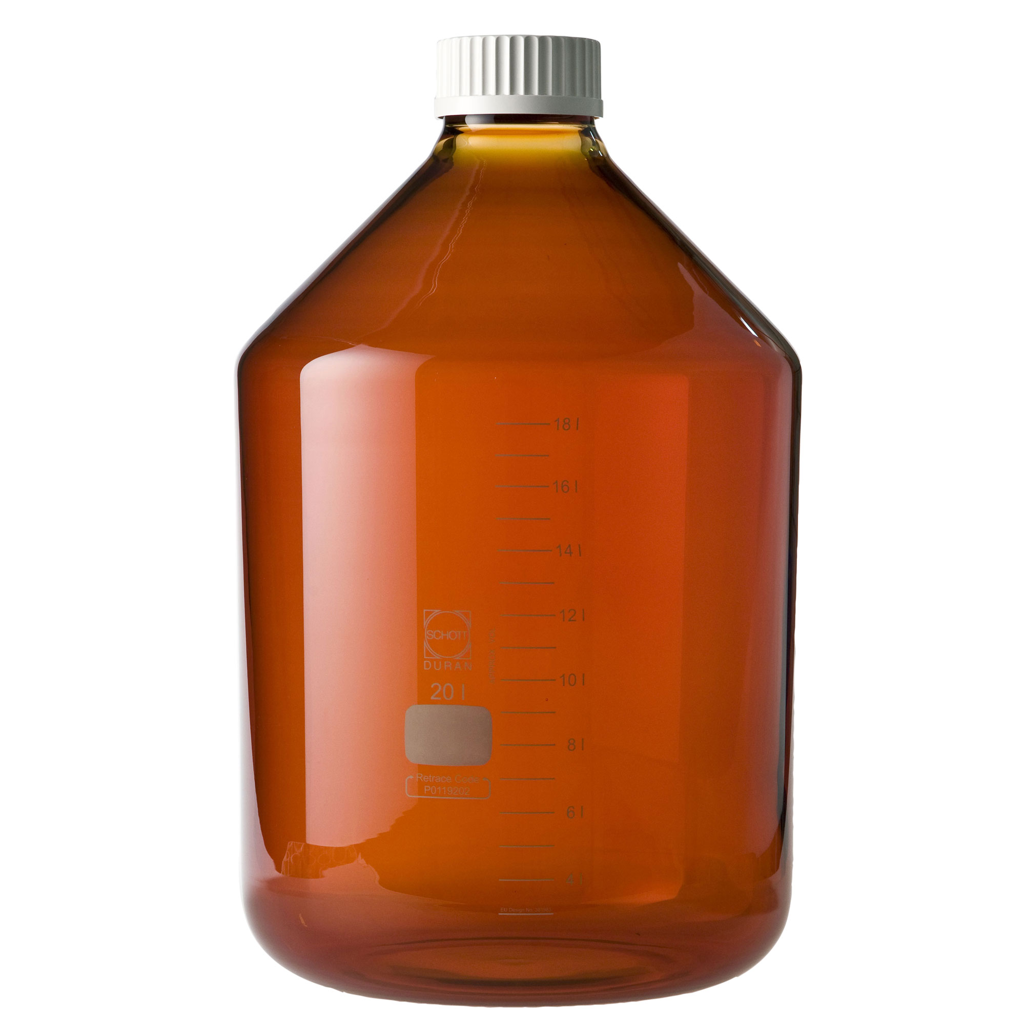 耐熱ねじ口びん 広口 茶褐色 白キャップ付 20000mL