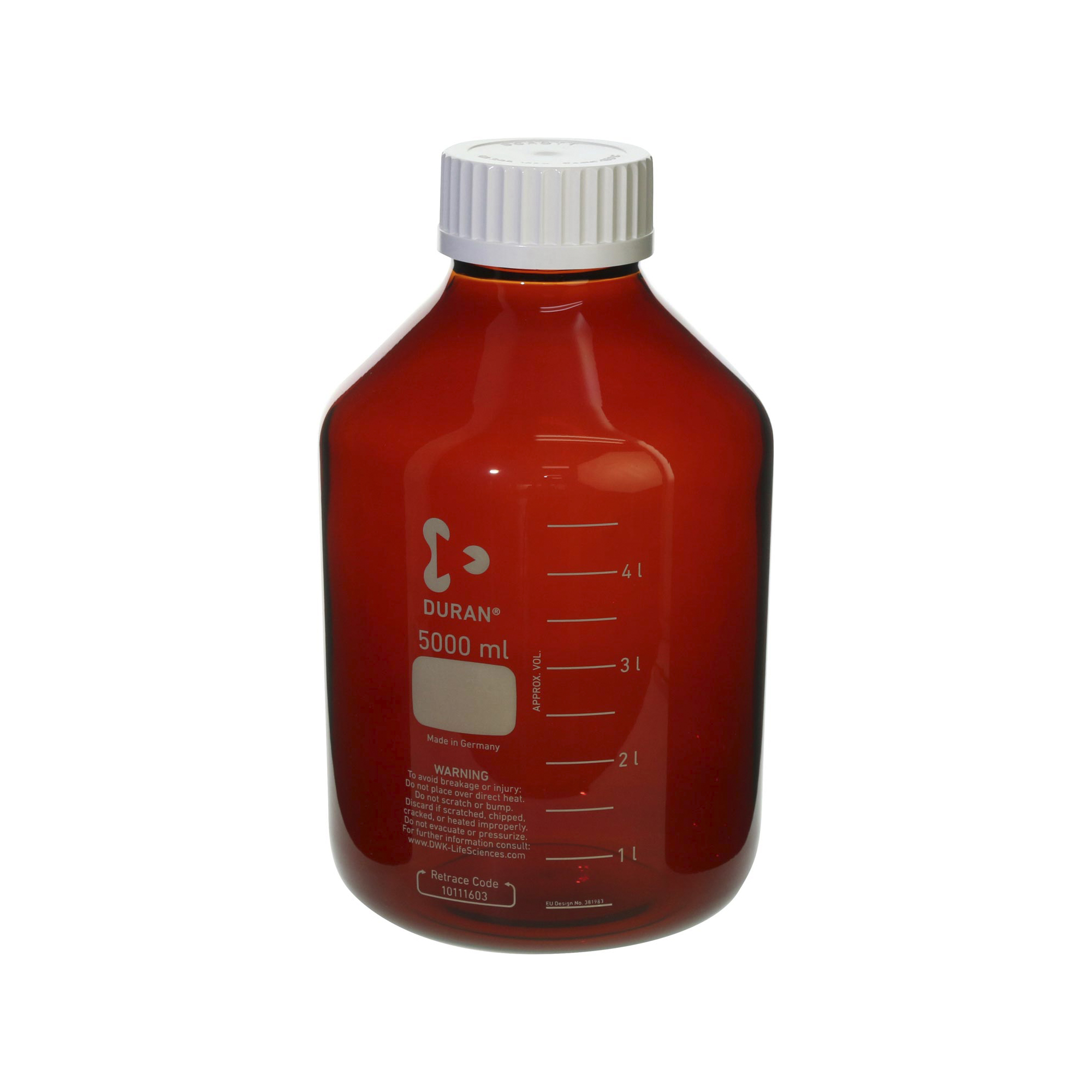 耐熱ねじ口びん 広口 茶褐色 白キャップ付 5000mL