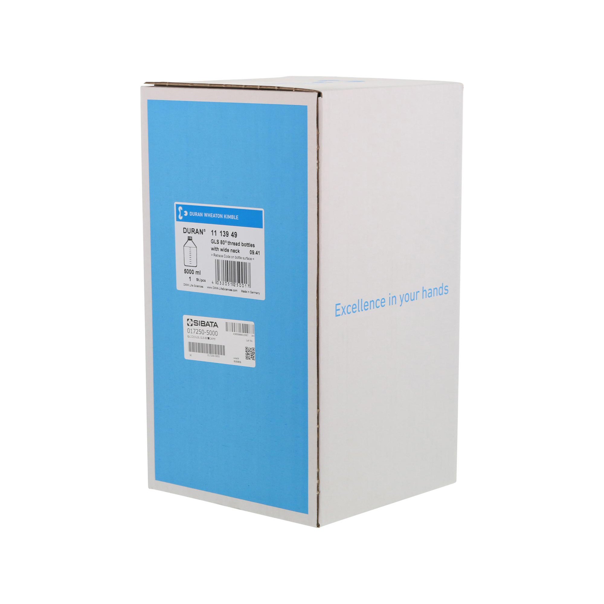 耐熱ねじ口びん 広口 青キャップ付 5000mL