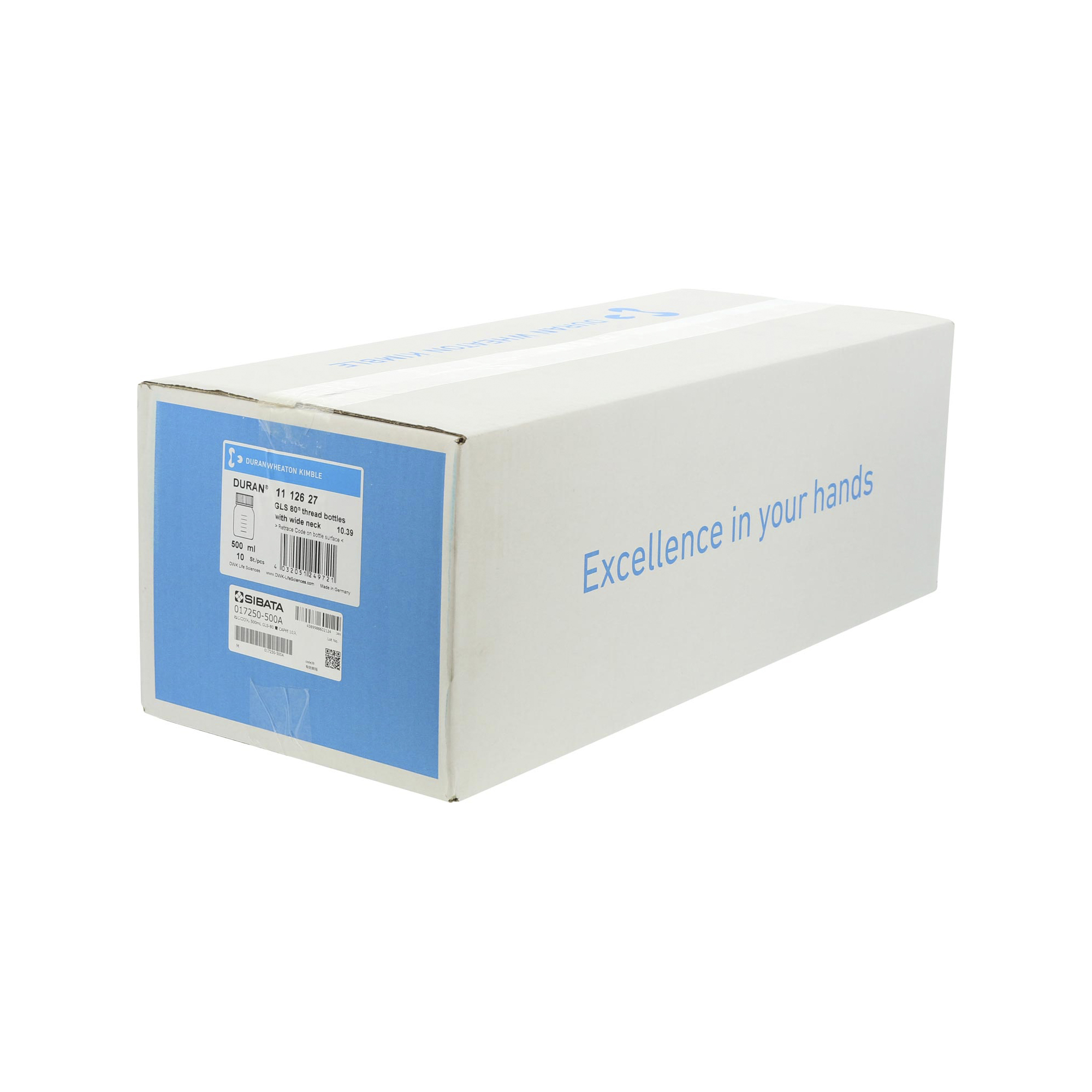 耐熱ねじ口びん 広口 青キャップ付 500mL 10入