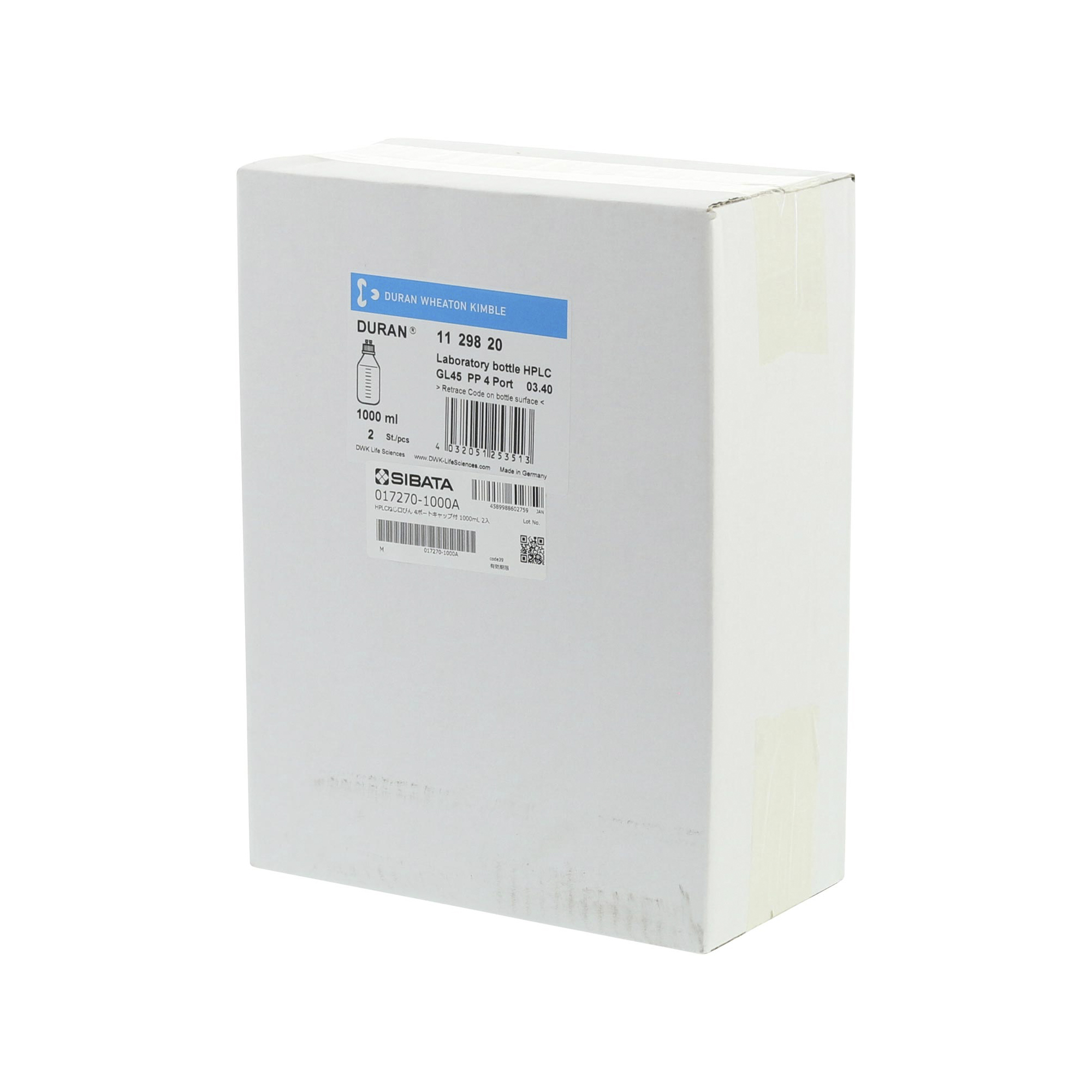 HPLCねじ口びん 4ポートキャップ付 1000mL 2入