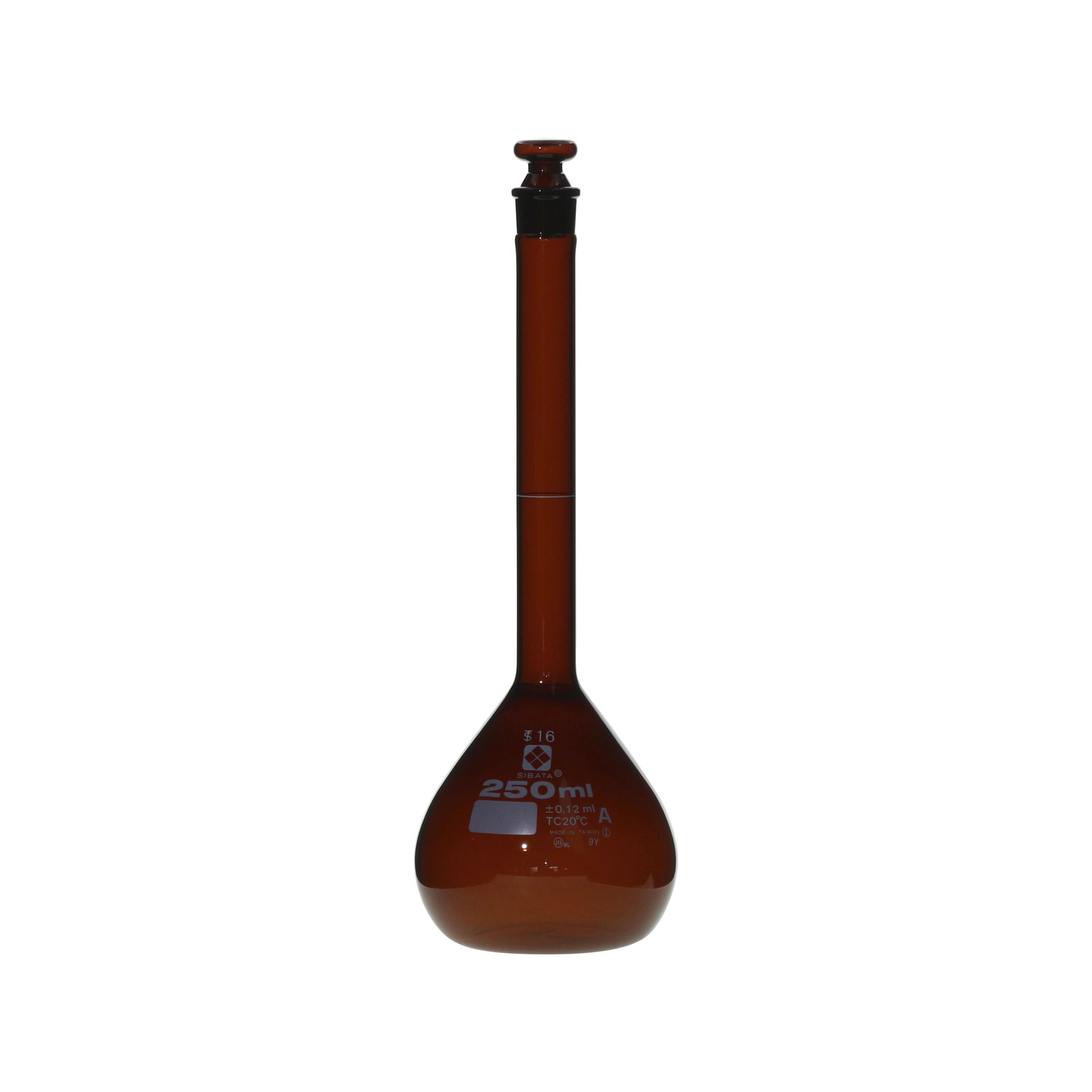 メスフラスコ スーパーグレード 茶褐色 250mL