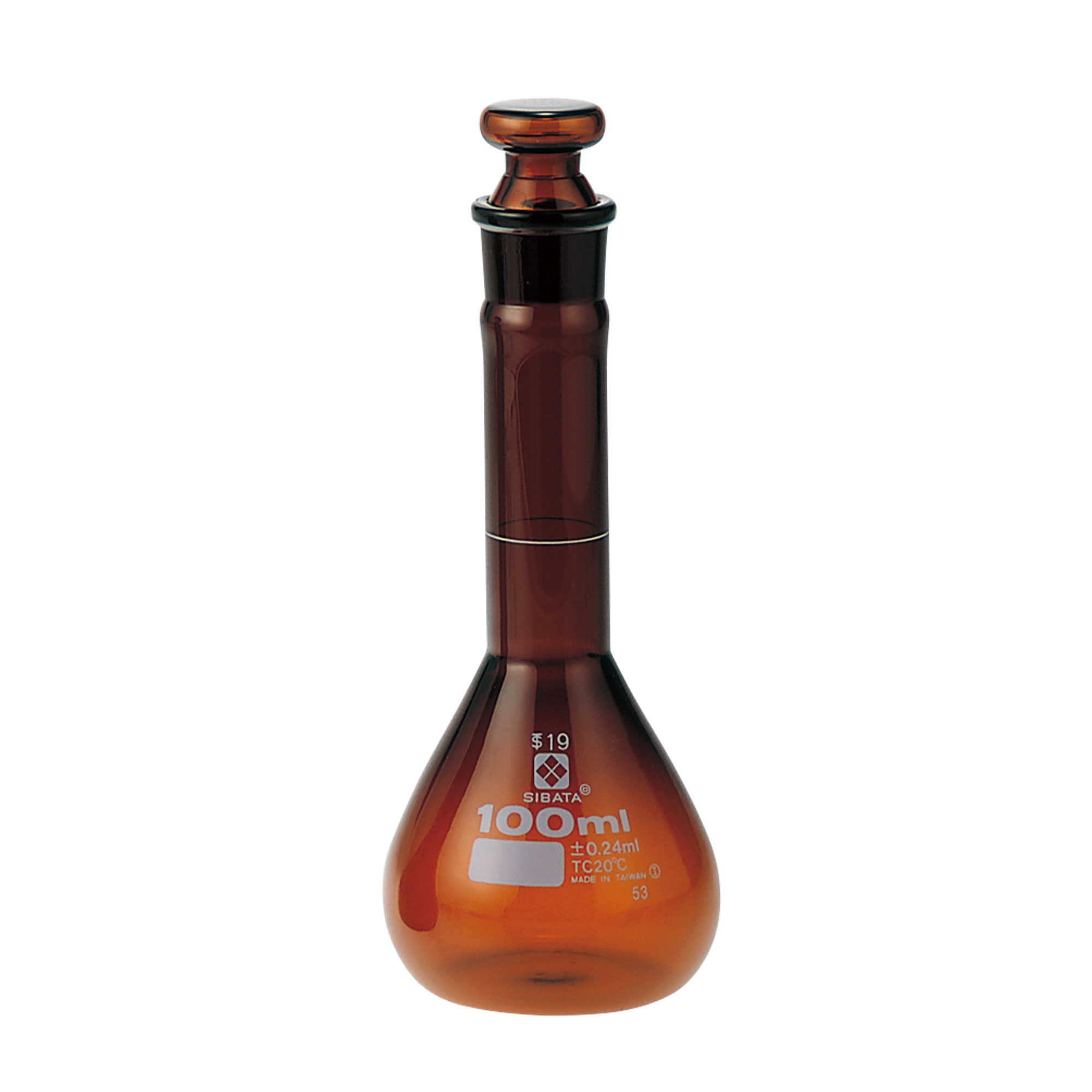 メスフラスコ 短形 茶褐色 100mL