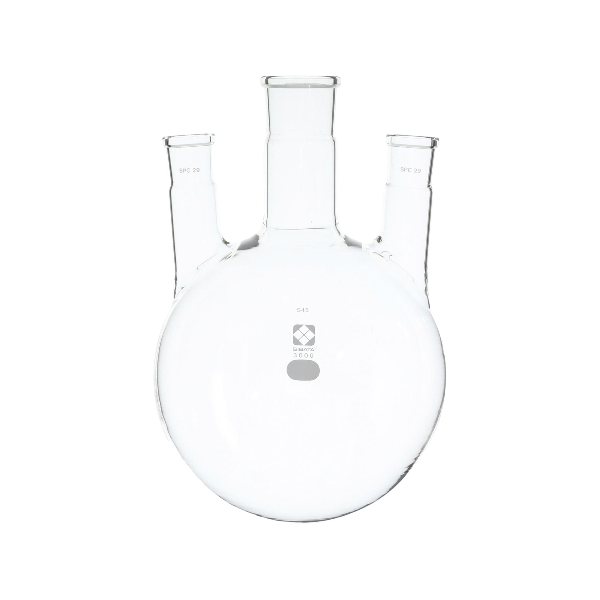 SPC三口丸底フラスコ 透明摺合45-SPC-29 3000mL