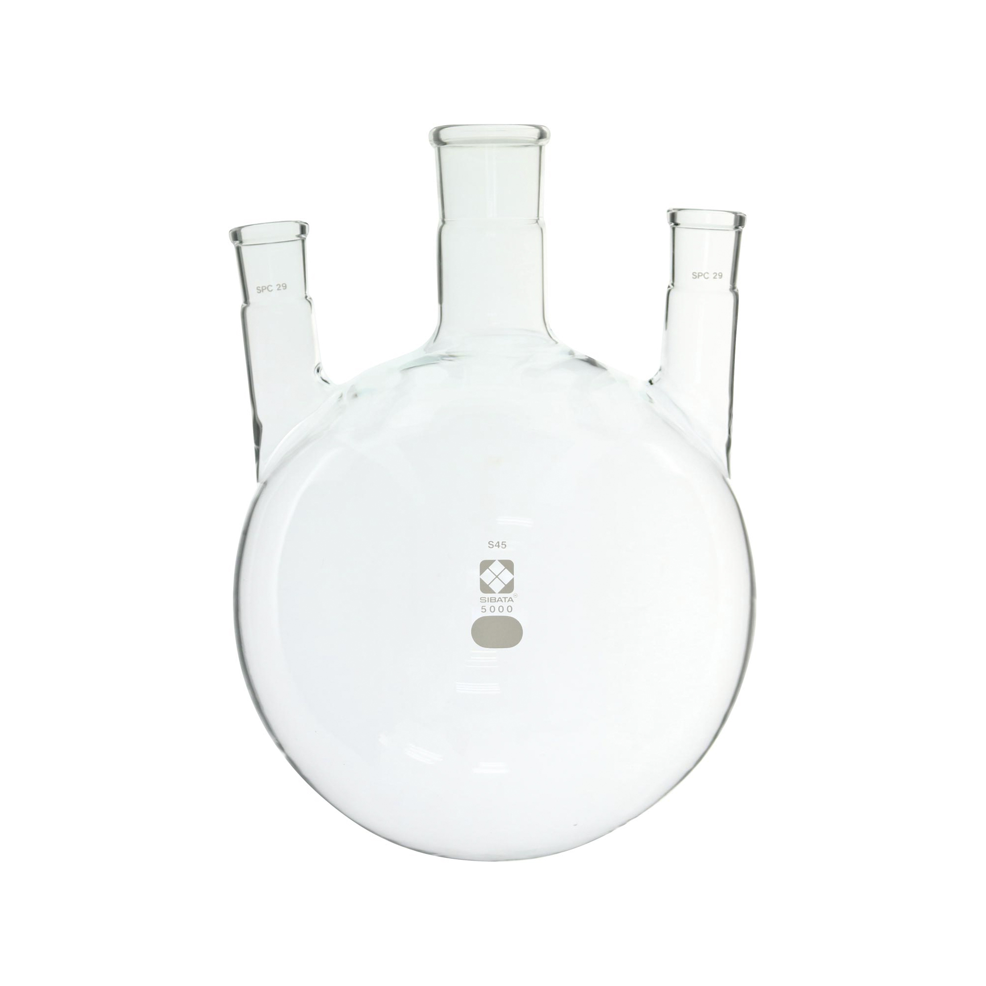 SPC三口丸底フラスコ 透明摺合45-SPC-29 5000mL