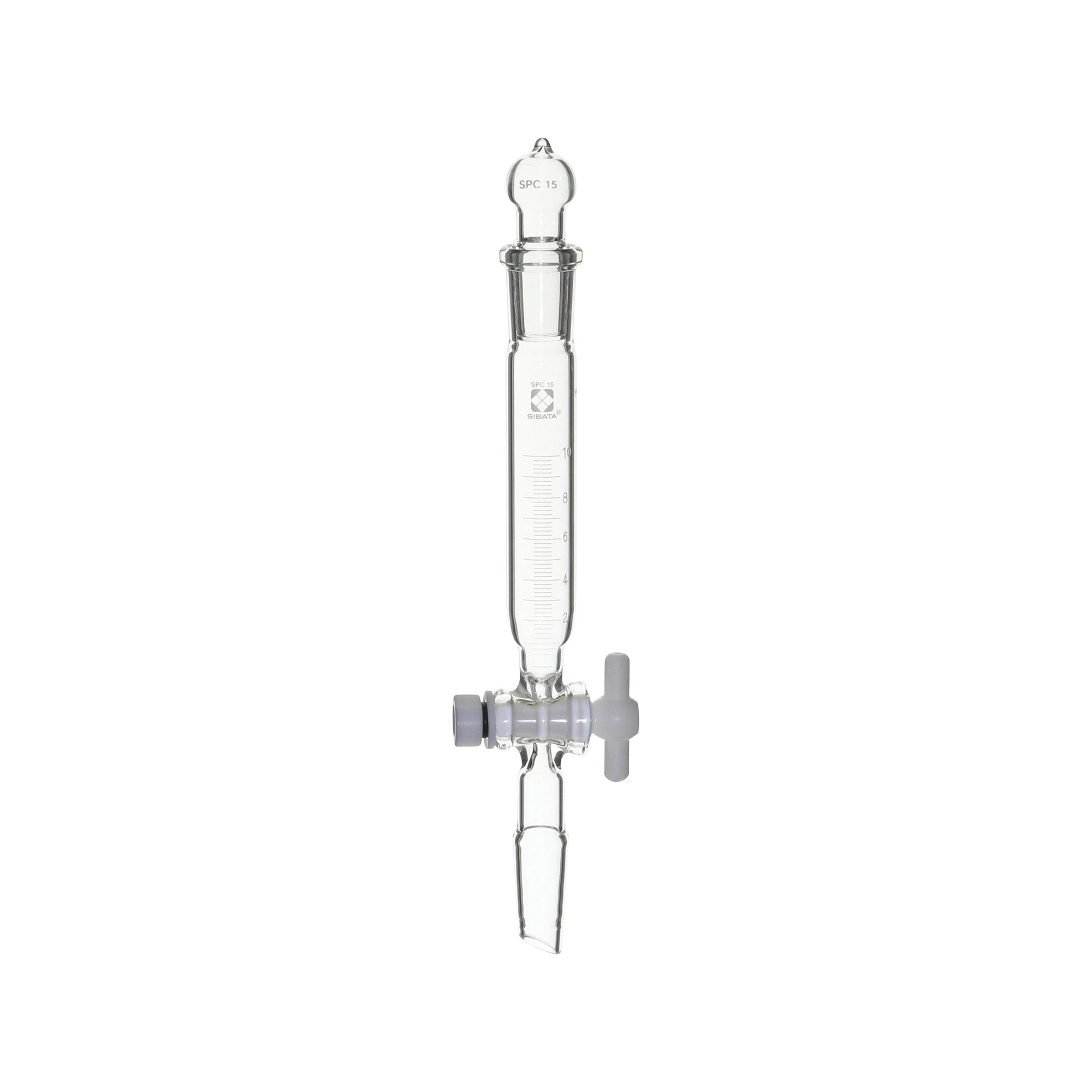 SPC分液ロート 円筒形 PTFEコック付 目盛付 10mL