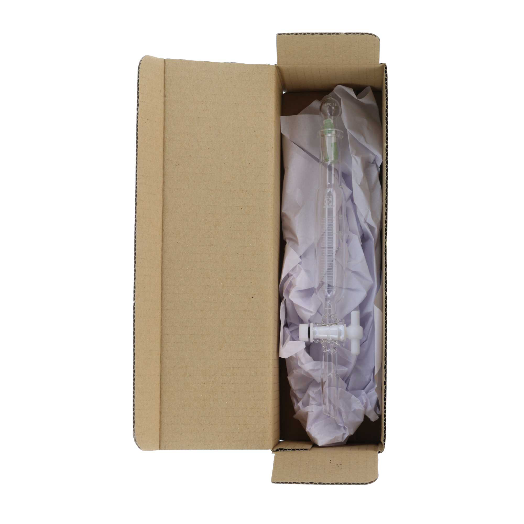 SPC分液ロート 円筒形 PTFEコック付 目盛付 25mL